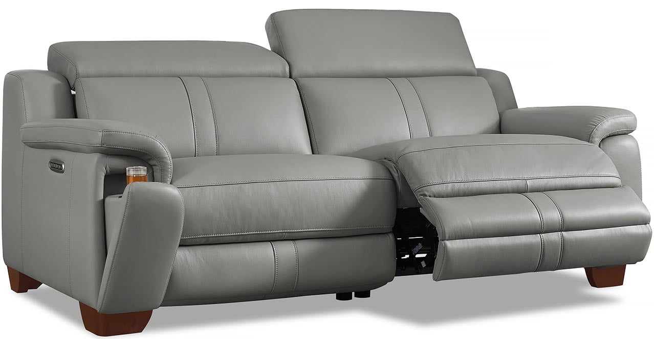 Cara Power Headrest Zero Gravity Reclining Sofa, Silver Gray